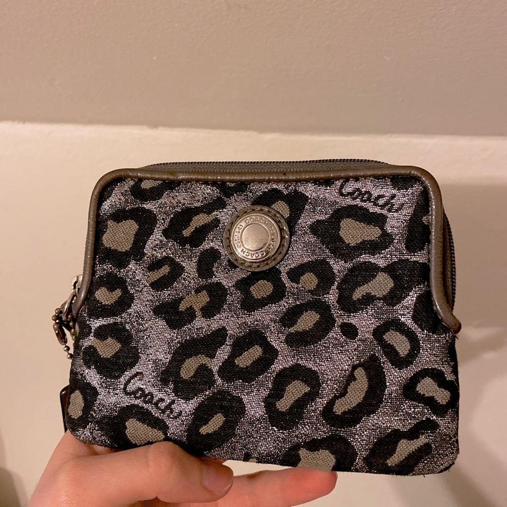 cheetah print coach wristlet